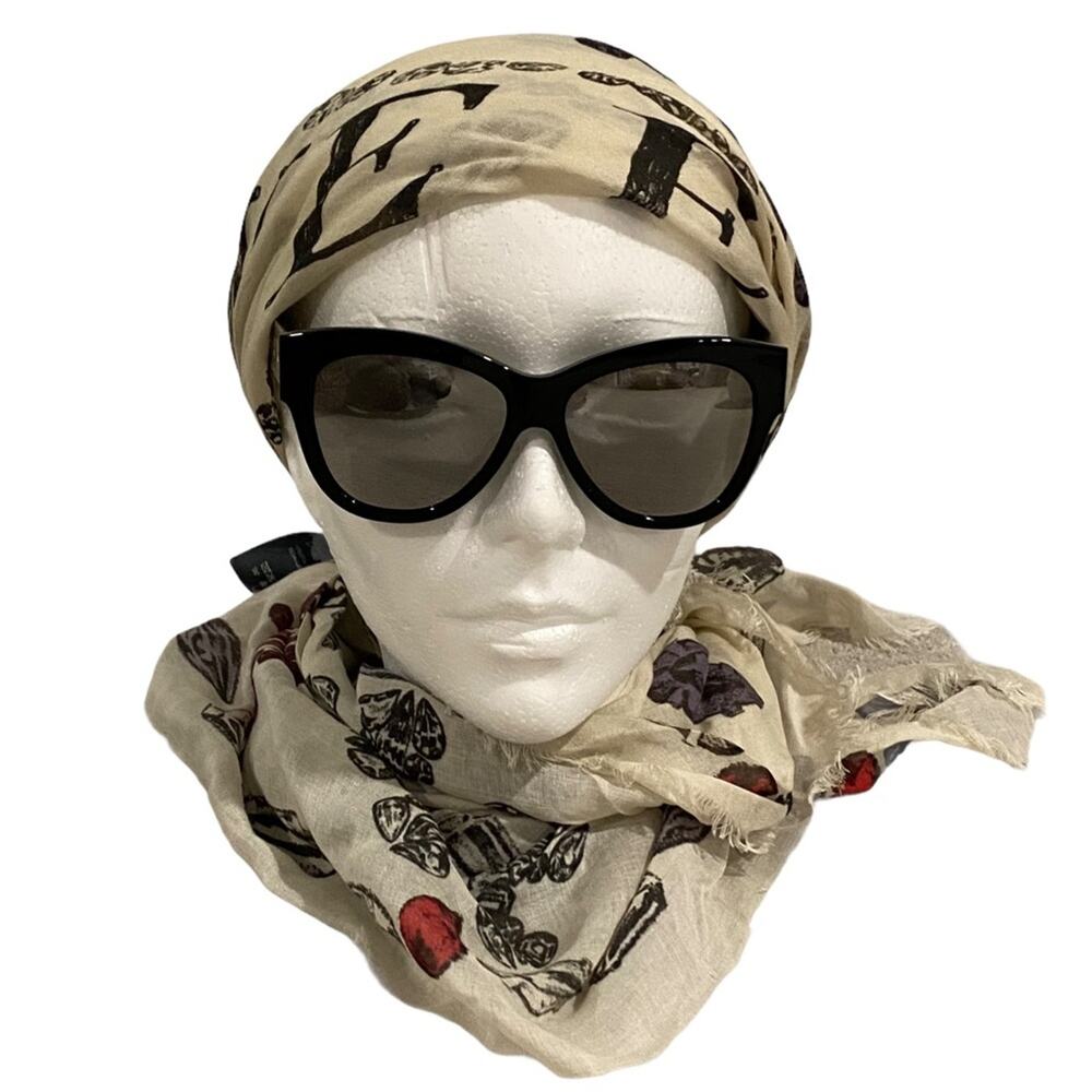 McQ by Alexander McQueen Mirrored Black Cat Eye Sunglasses